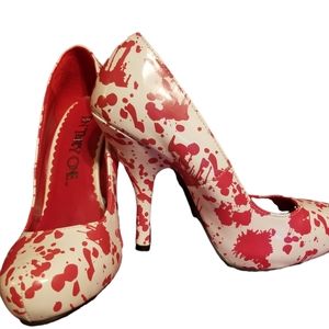 White Blood Splatter Shoes | Color: Red/White | Size: 7 